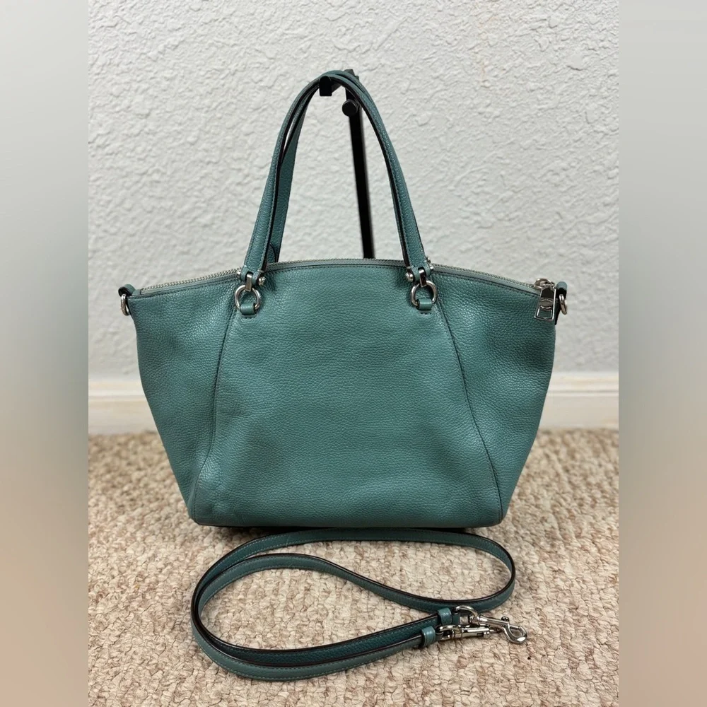 Coach Prairie Teal Shoulder Bag with Leather Crossbody Strap